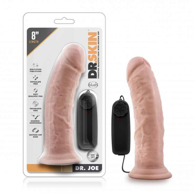 Dr. Skin - Dr. Joe - 8 Inch Vibrating Cock With Suction Cup - Flesh